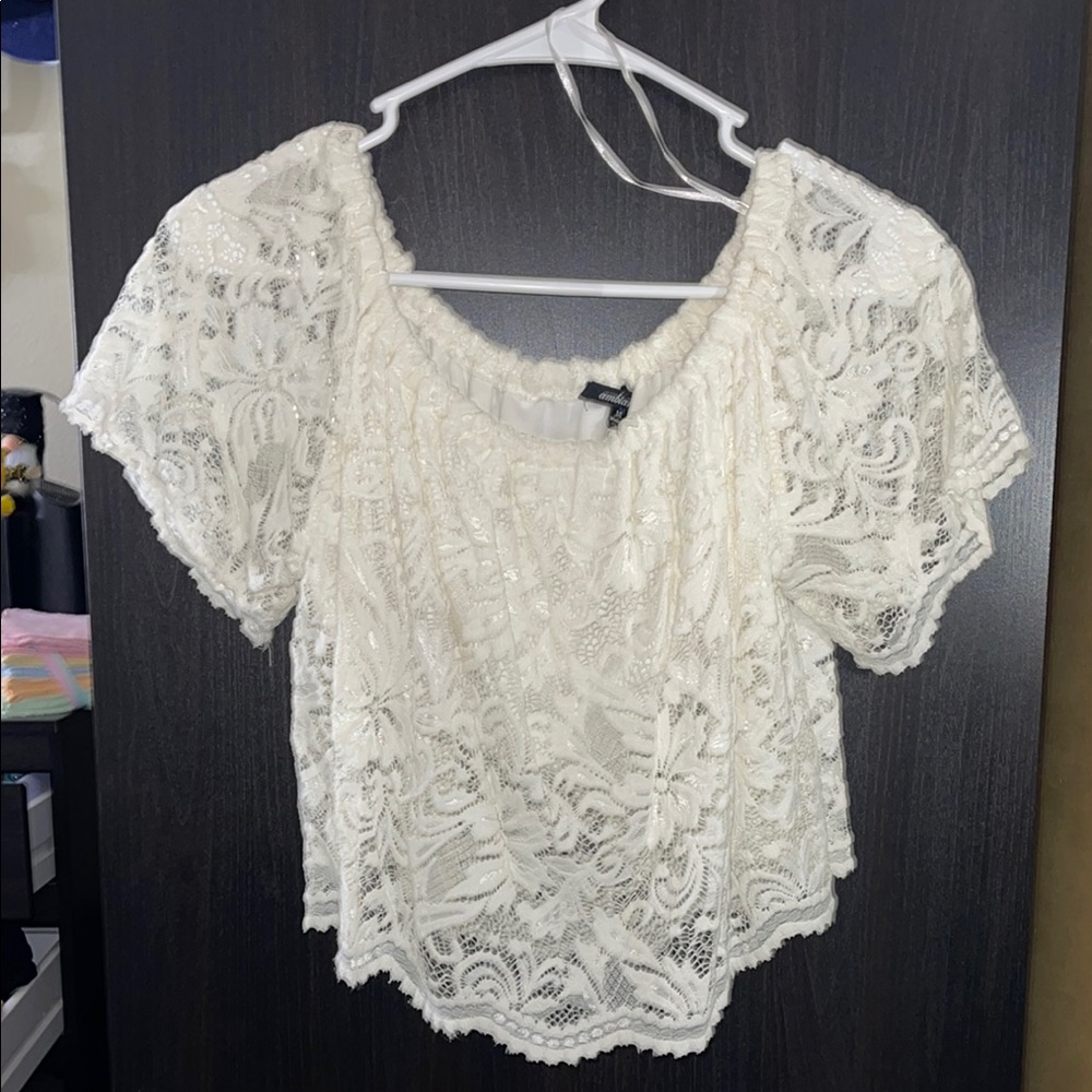 Ambiance Cream Ruffled Crop Blouse